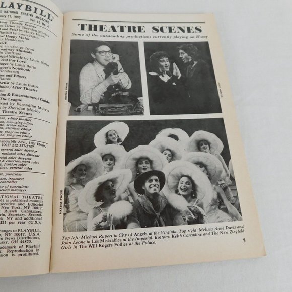 Playbill National Theatre Magazine January 1992 Dancing at Lughnasa Grand Hotel - Picture 4 of 7